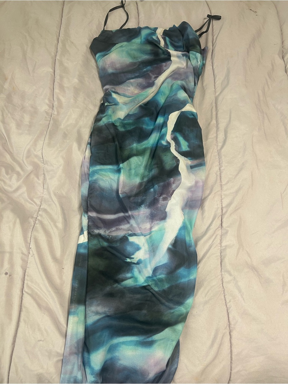 Women’s Blue-Green Marble Print Dress